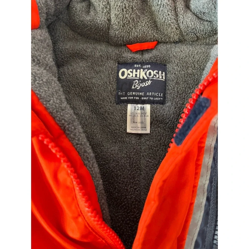 Toddlers OshKosh B'gosh Hooded Colorblock Jacket‎ Red/Navy Size 12 Month